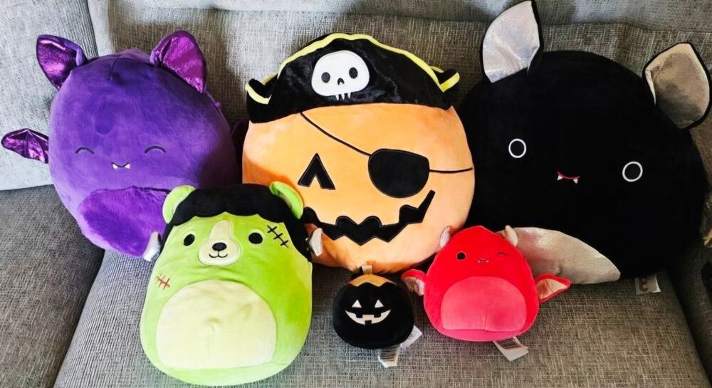 Lot of 6 Halloween Themed 3.5"-10" Squishmallows 10" Flip-a-Mallow Plushies EUC